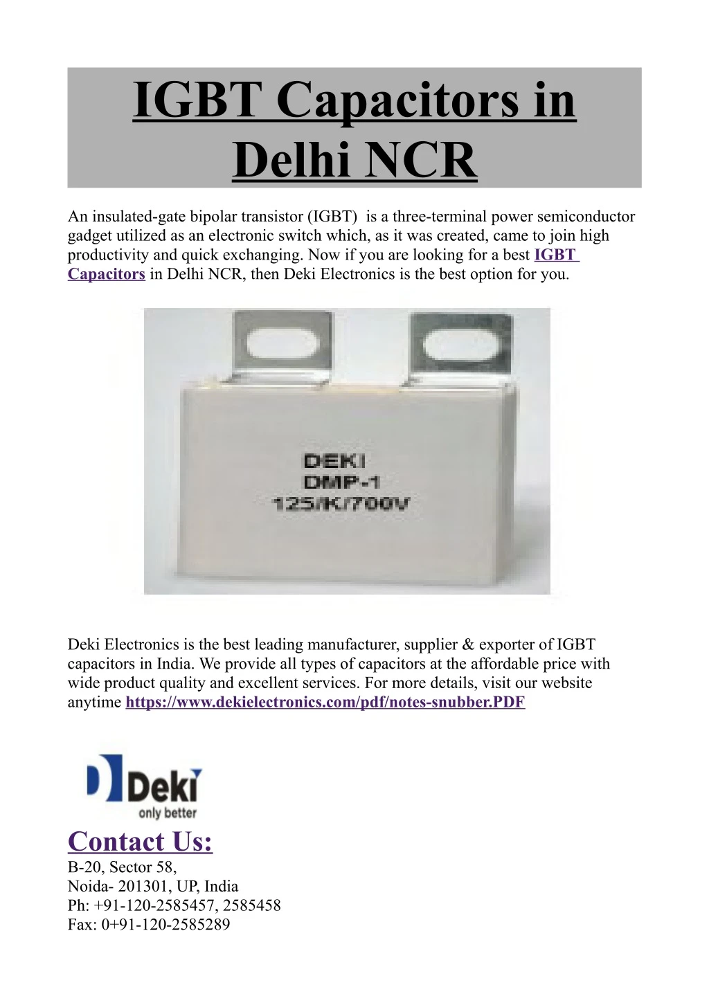 igbt capacitors in delhi ncr