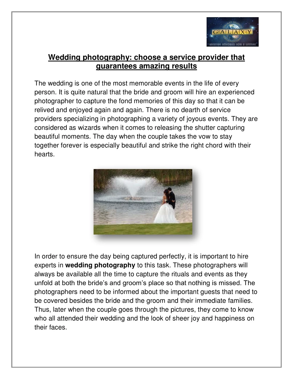 wedding photography choose a service provider