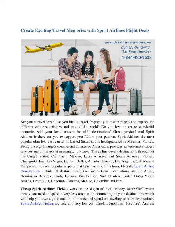 Create Exciting Travel Memories with Spirit Airlines Flight Deals