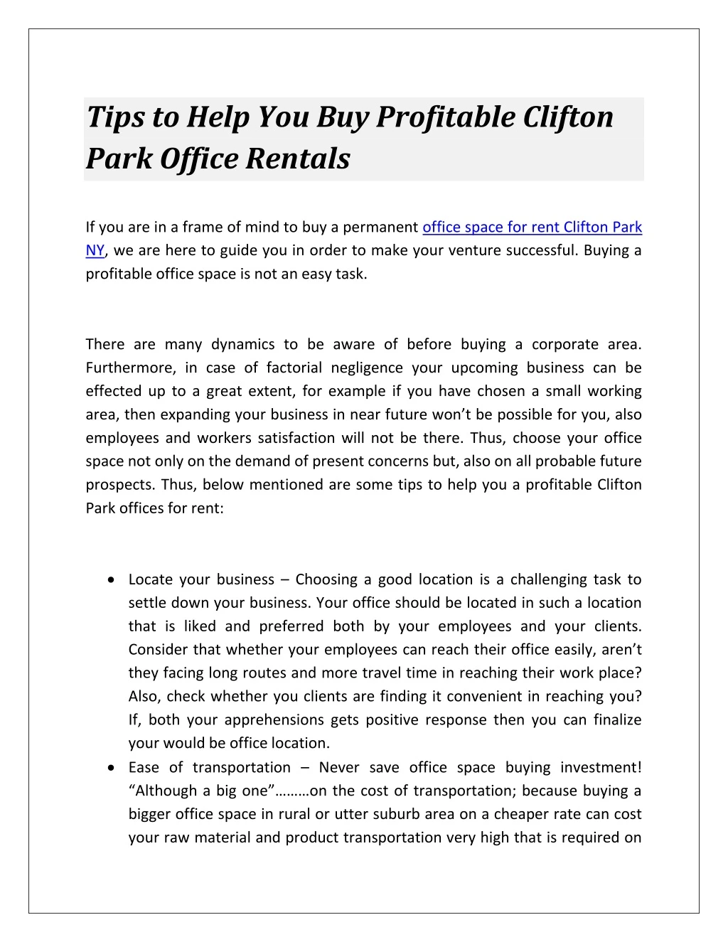 tips to help you buy profitable clifton park