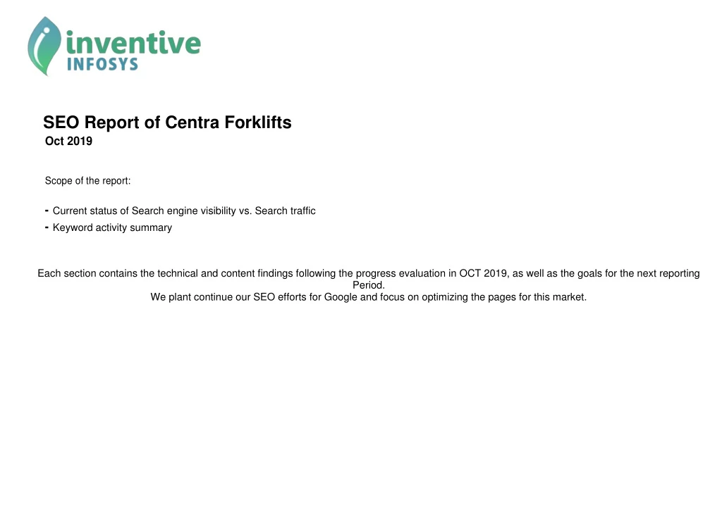 seo report of centra forklifts oct 2019