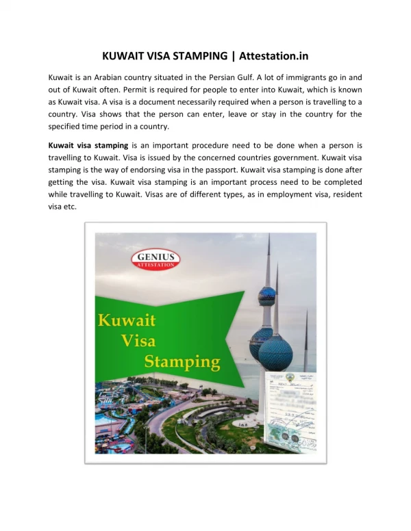 Kuwait Visa Stamping | Attestation.in