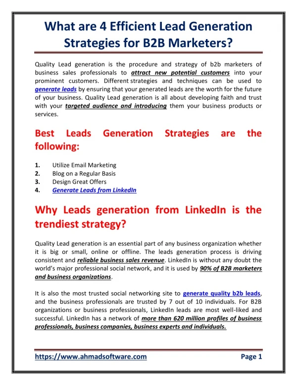 What are 4 efficient lead generation strategies for B2B marketers