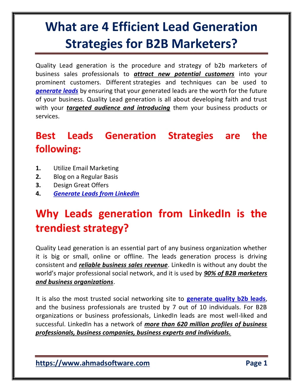 what are 4 efficient lead generation strategies