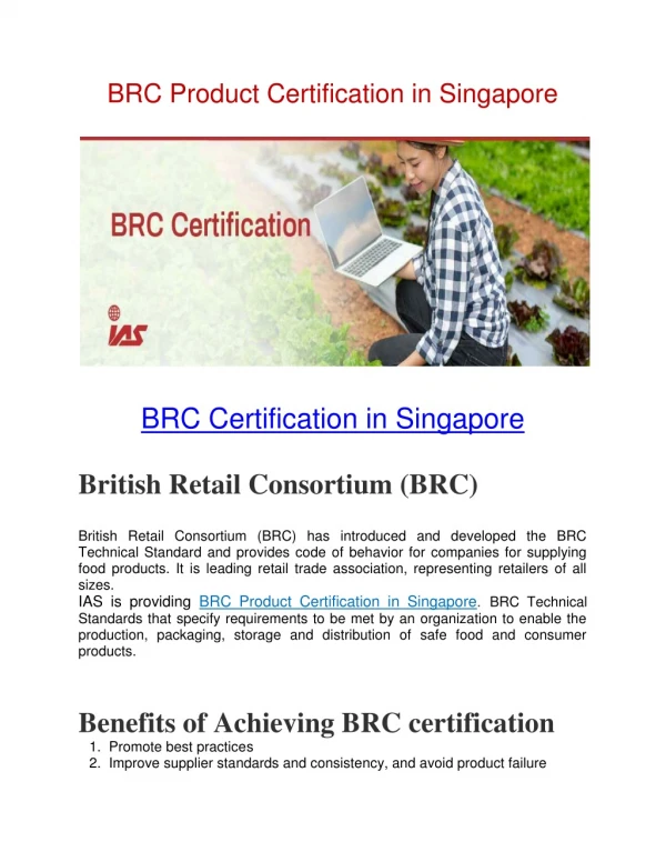 BRC Certification in Singapore