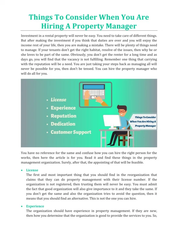 Things To Consider When You Are Hiring A Property Manager