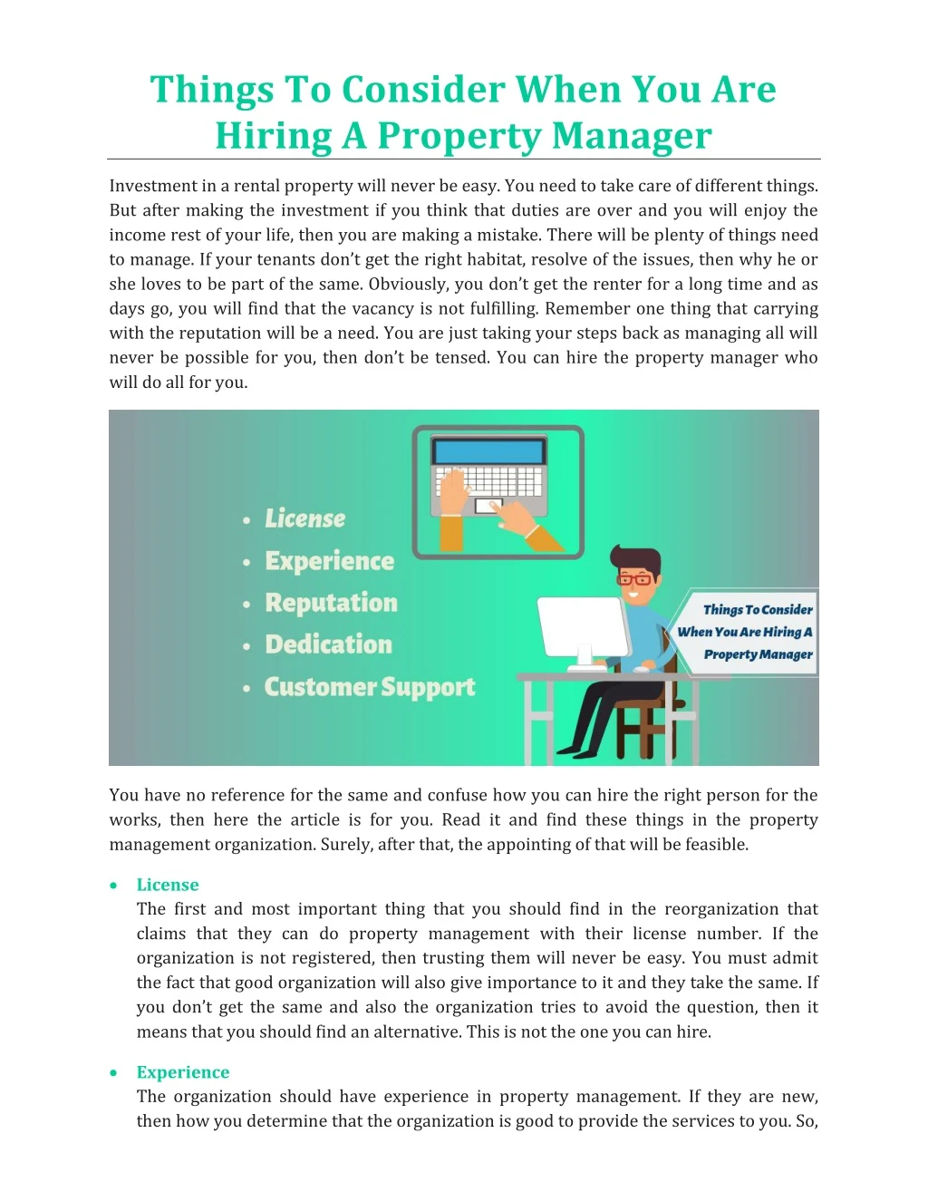 things to consider when you are hiring a property