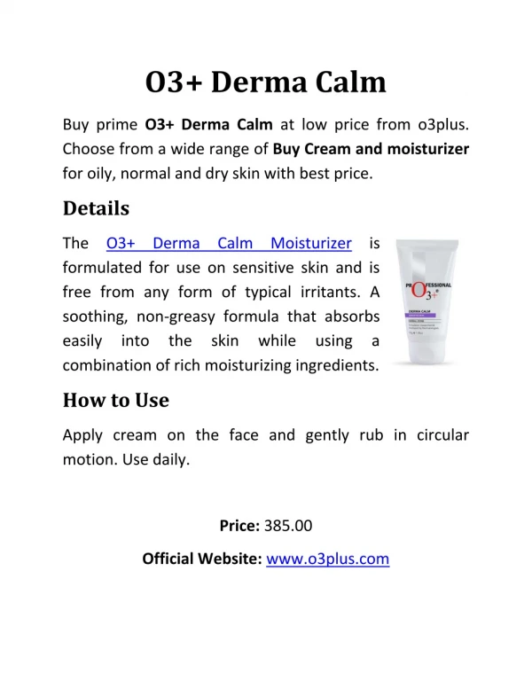 O3 Derma Calm
