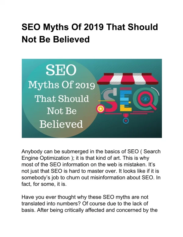 SEO Myths Of 2019 That Should Not Be Believed