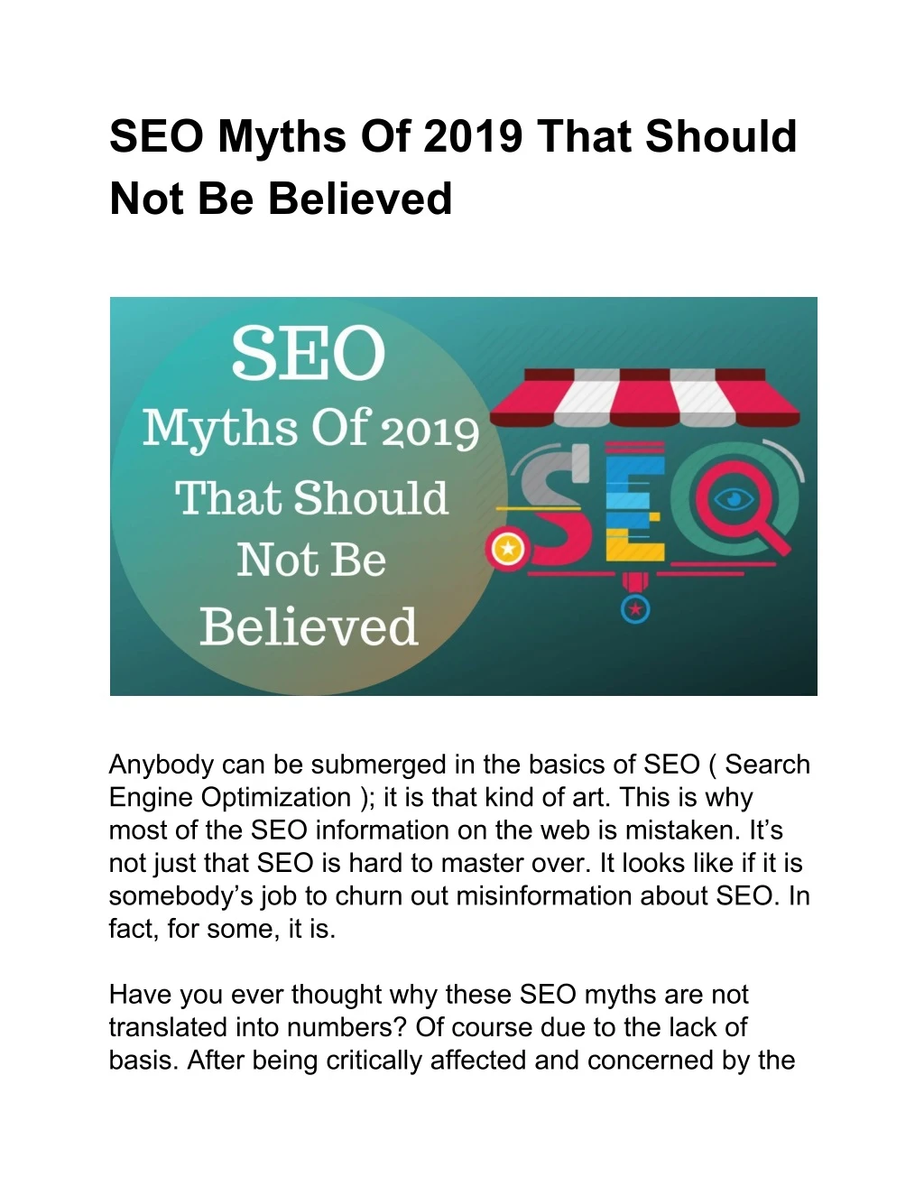 seo myths of 2019 that should not be believed
