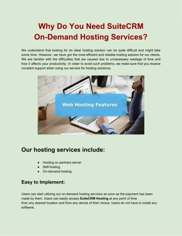 Why Do You Need SuiteCRM on-Demand Hosting Services?