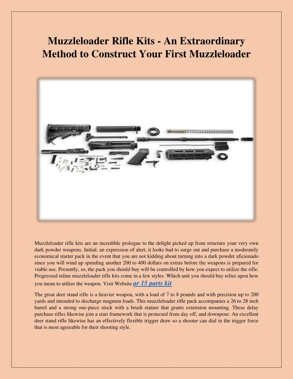 muzzleloader rifle kits an extraordinary method