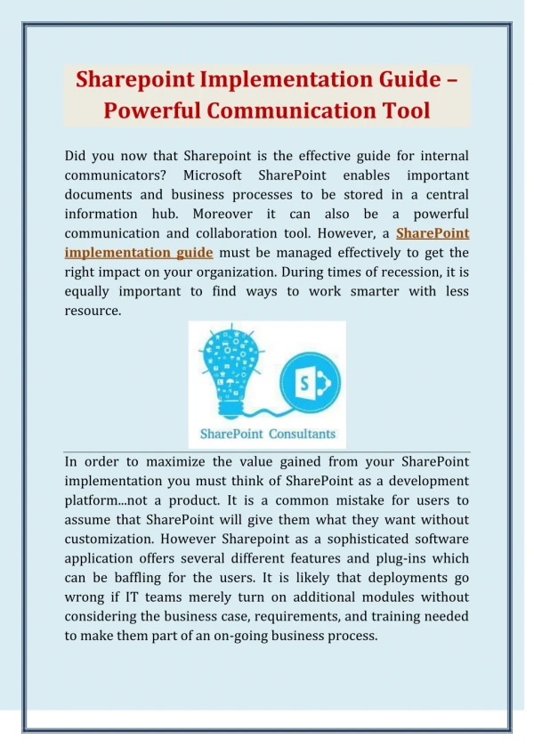 Sharepoint Implementation Guide – Powerful Communication Tool
