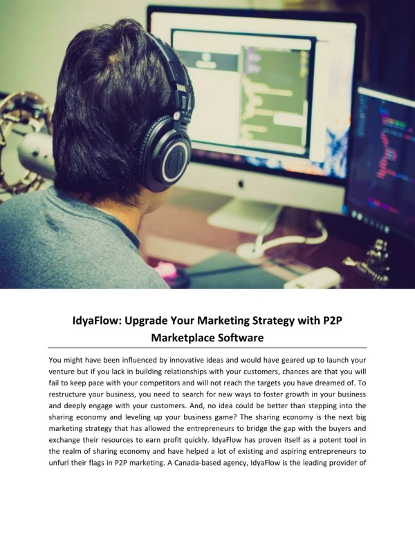 IdyaFlow: Upgrade Your Marketing Strategy with P2P Marketplace Software