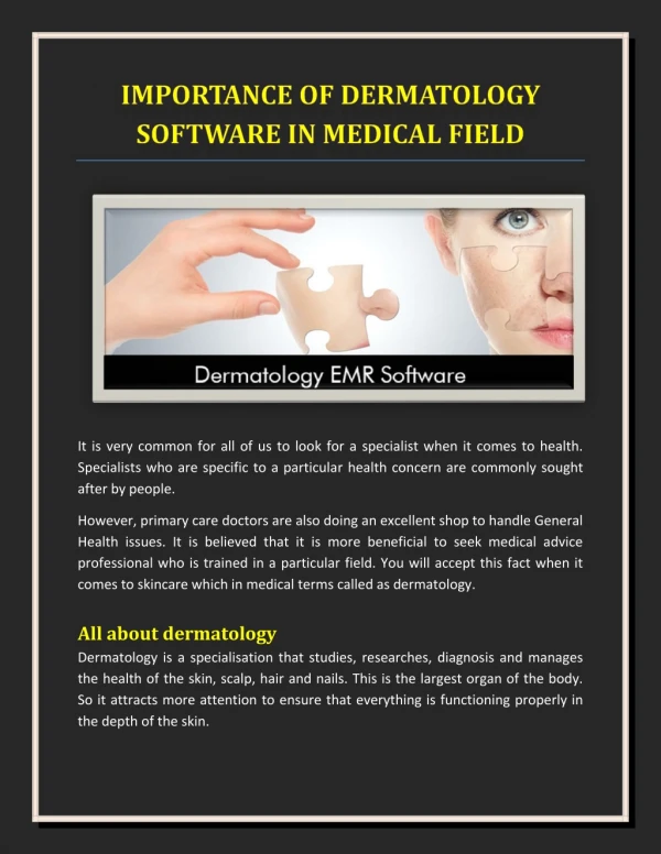 Importance Of Dermatology Software In Medical Field