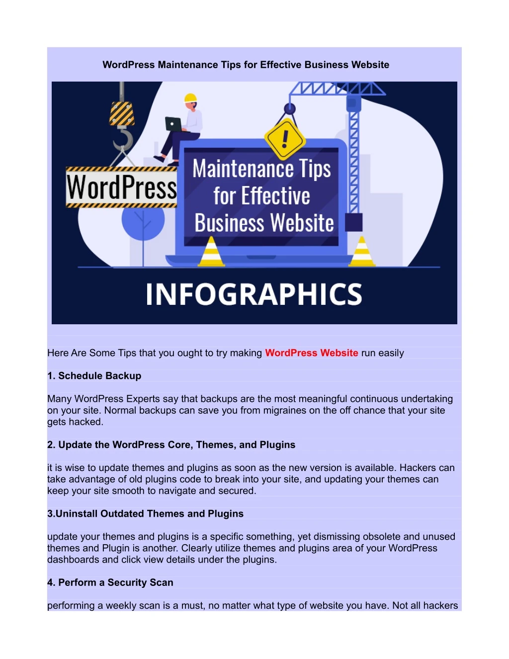 wordpress maintenance tips for effective business