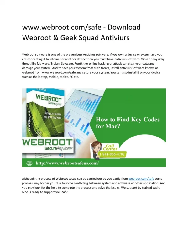 www.webroot.com/safe - Download Webroot & Geek Squad Antiviurs