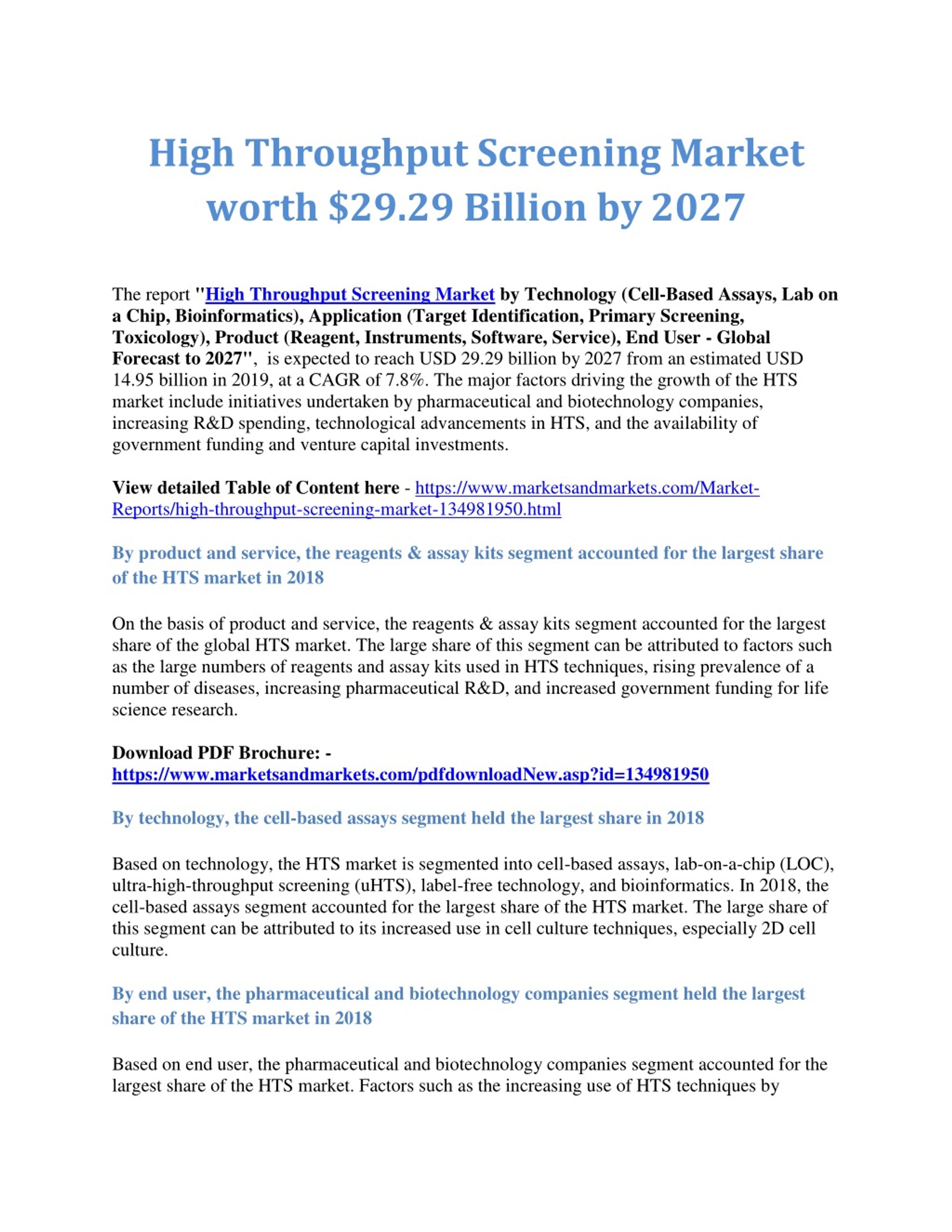 PPT - High Throughput Screening Market worth $29.29 Billion by 2027 ...