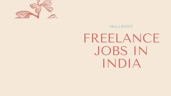 FREELANCE JOBS IN INDIA