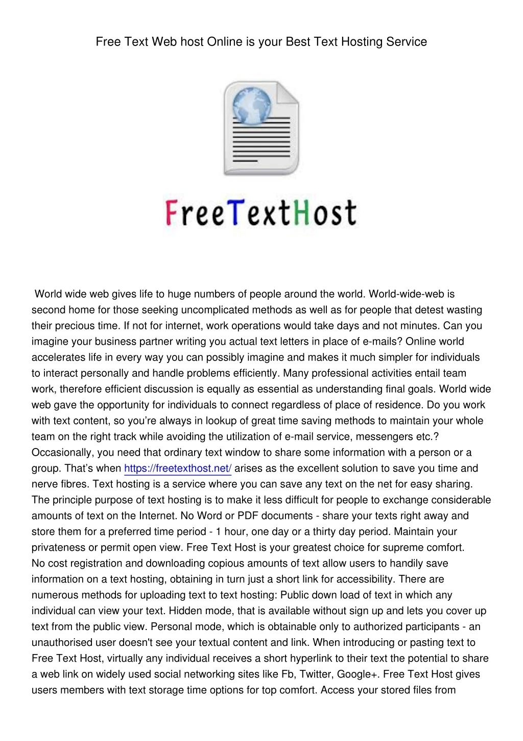 free text web host online is your best text