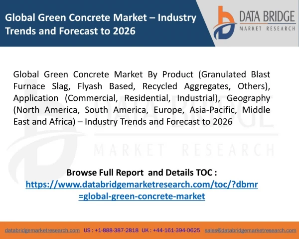 Global Green Concrete Market – Industry Trends and Forecast to 2026