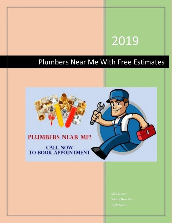 Plumbers Near Me Services With free Estimates