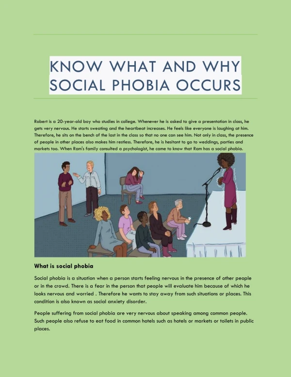 Know what and why social phobia occurs - Online Sleeping pills UK