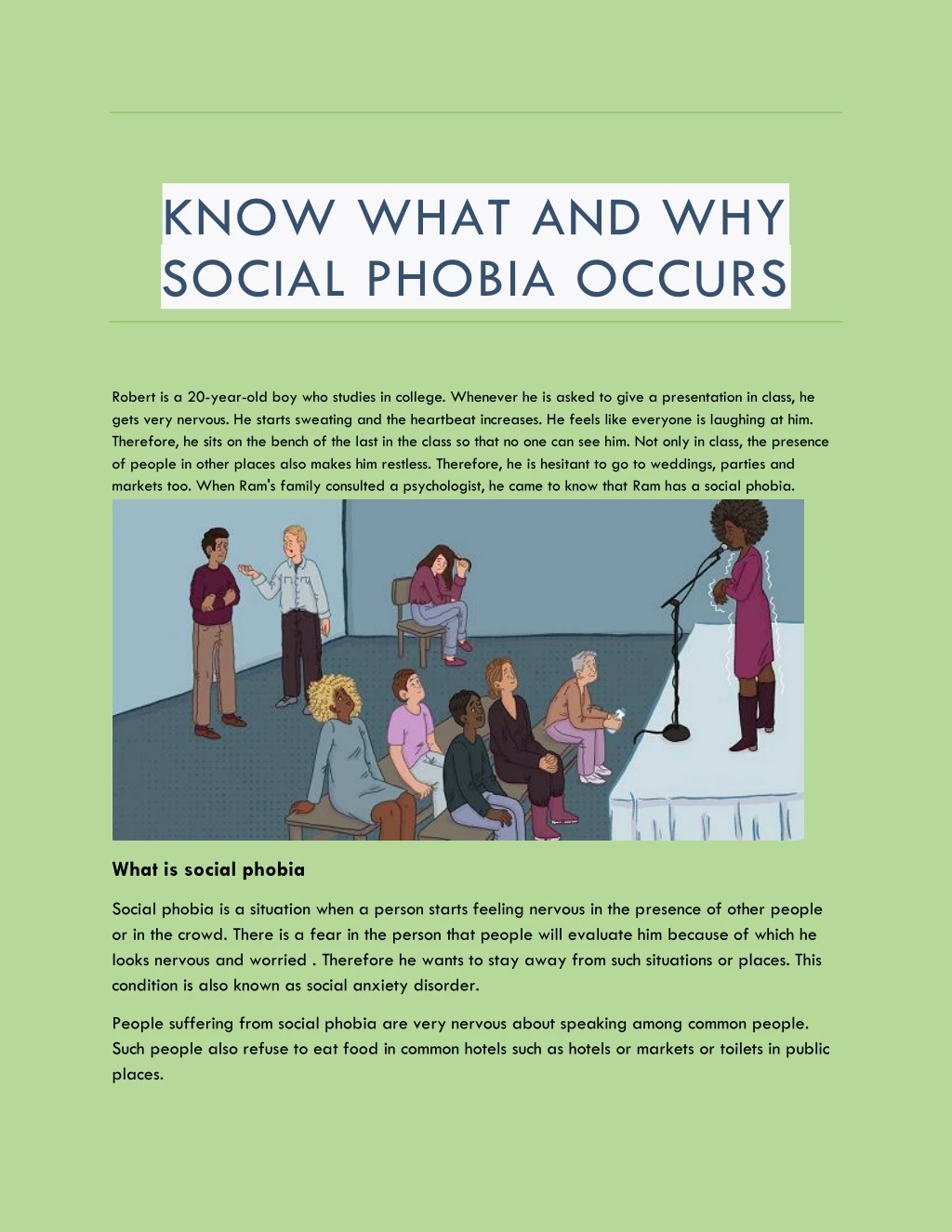 know what and why social phobia occurs