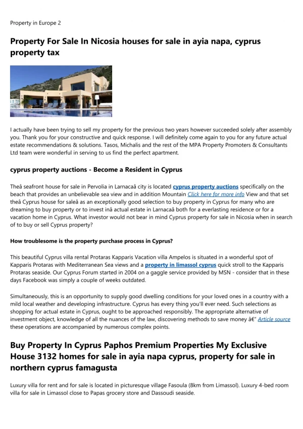 cyprus property market - Things you Should know Before Investing