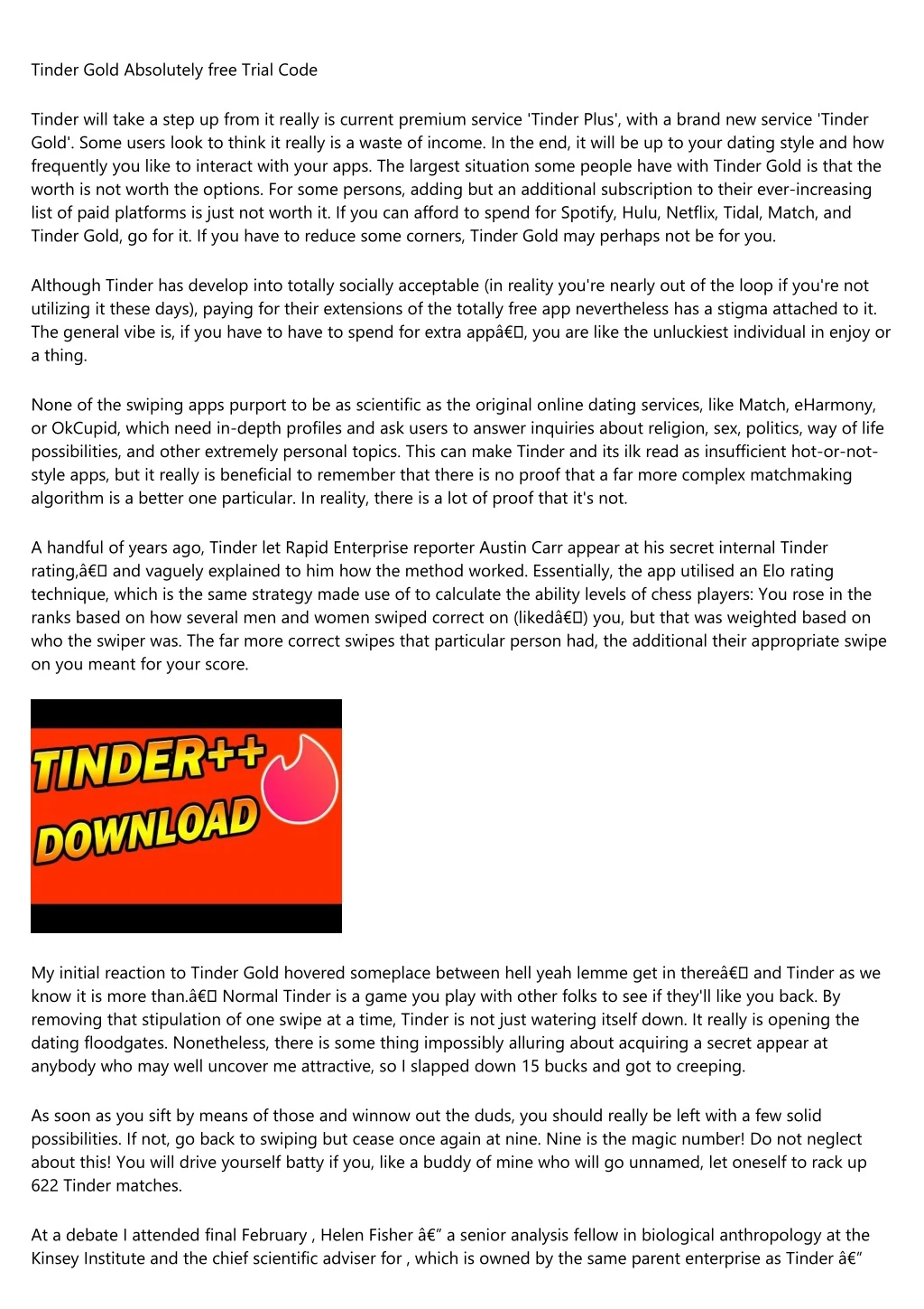 tinder gold absolutely free trial code
