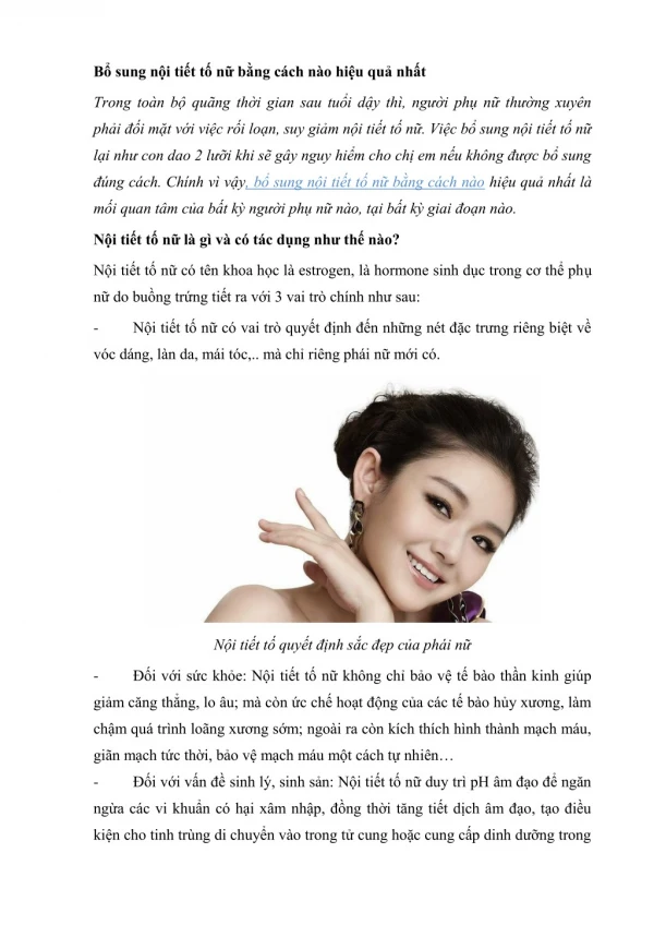 Bổ sung nội tiết tố nữ bằng cách nào?
