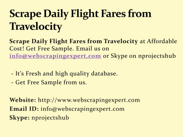Scrape Daily Flight Fares from Travelocity