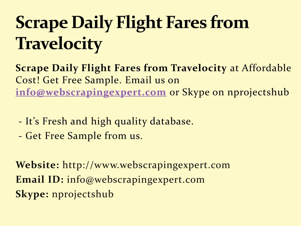 scrape daily flight fares from travelocity