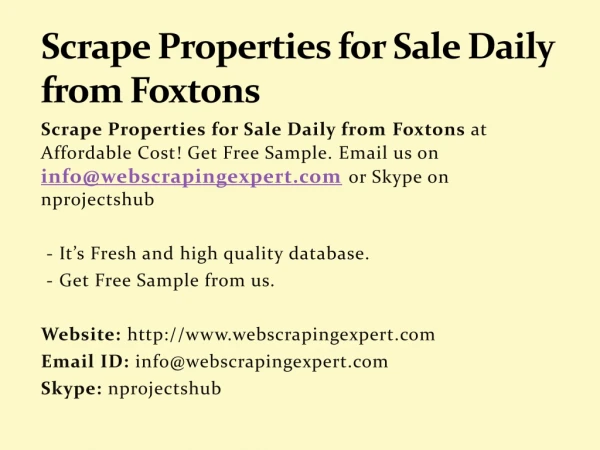 Scrape Properties for Sale Daily from Foxtons