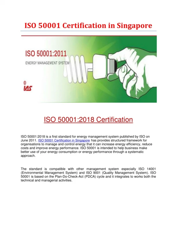 ISO 50001 Certification in Singapore