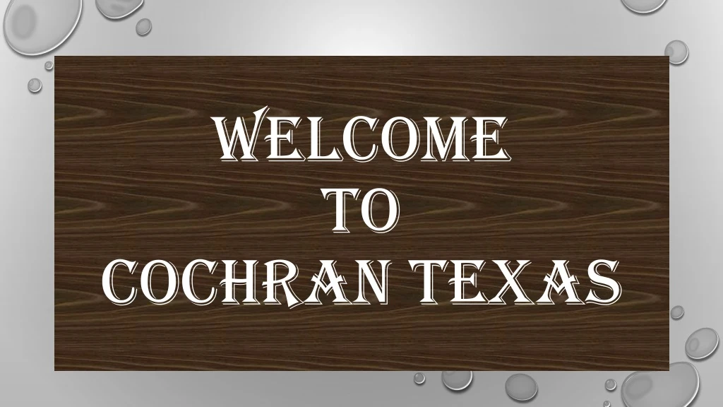 welcome to cochran texas