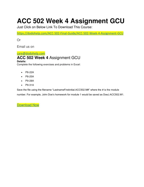 ACC 502 Week 4 Assignment GCU