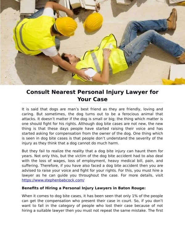 Consult Nearest Personal Injury Lawyer for Your Case