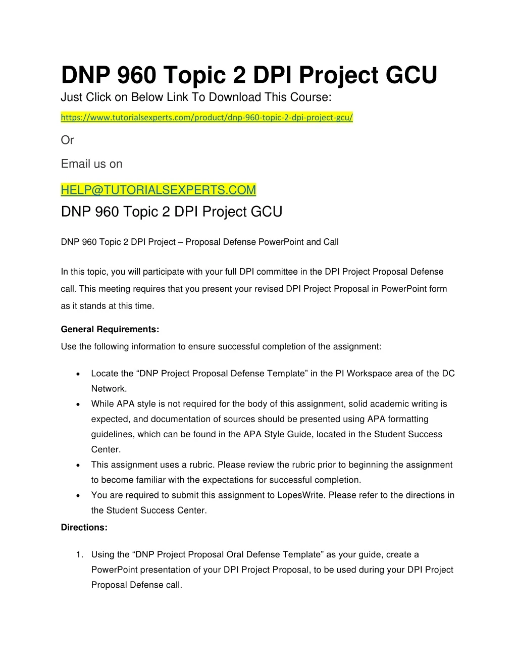 dnp 960 topic 2 dpi project gcu just click