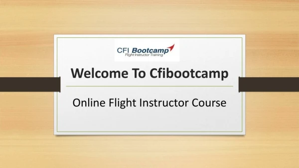 Online Flight Instructor Course - Cfibootcamp