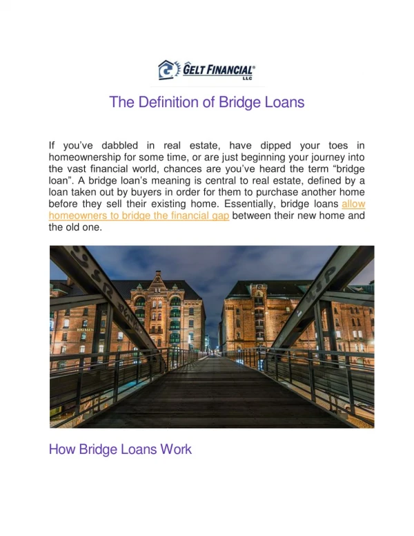 Bridge Loans Work