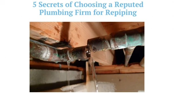 5 Secrets of Choosing a Reputed Plumbing Firm for Repiping
