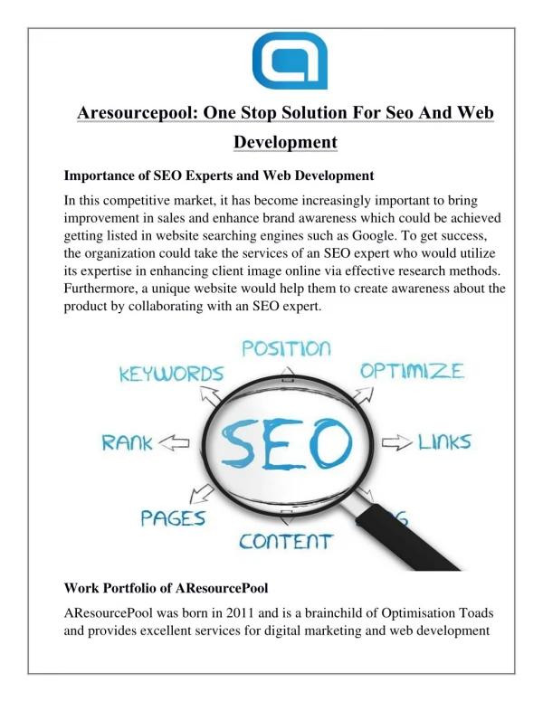 Aresourcepool: One Stop Solution For Seo And Web Development