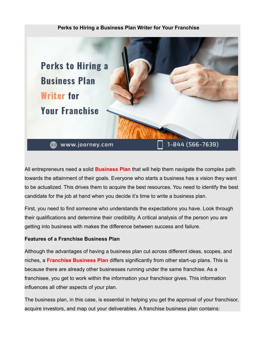 perks to hiring a business plan writer for your