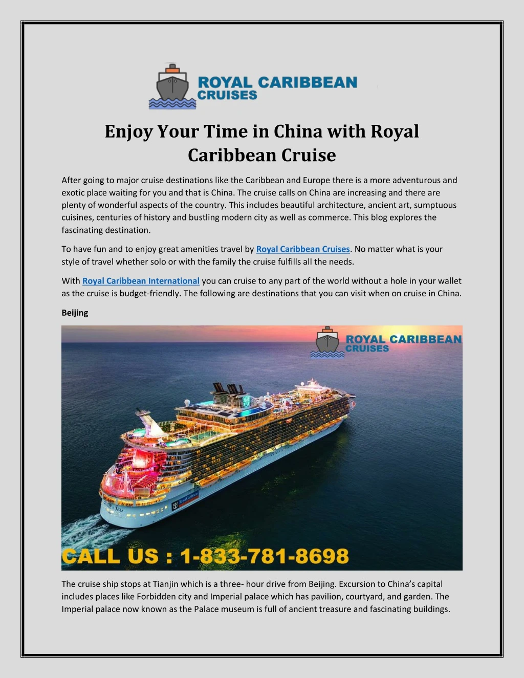 enjoy your time in china with royal caribbean