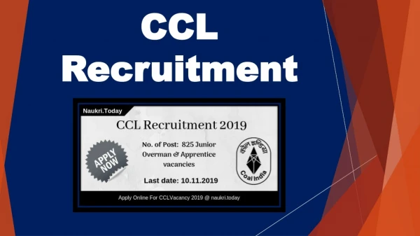 CCL Recruitment 2019 | Apply for 825 Junior Overman & Apprentice Posts