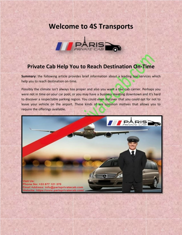 CDG Airport Transfer and CDG to Paris by Taxi