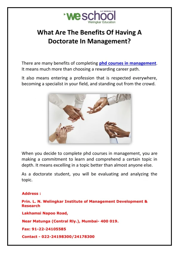 What Are The Benefits Of Having A Doctorate In Management?