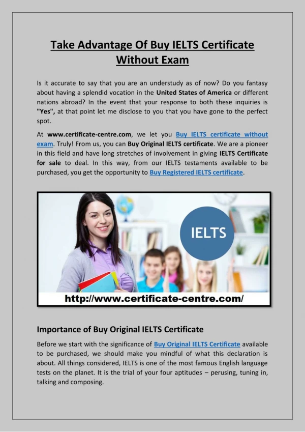 Take Advantage Of Buy IELTS Certificate Without Exam