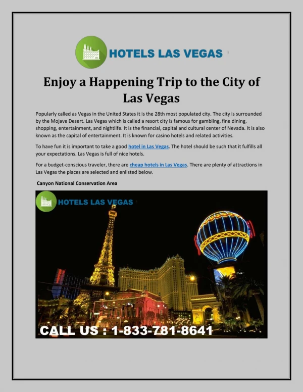 Enjoy a Happening Trip to The City of Las Vegas